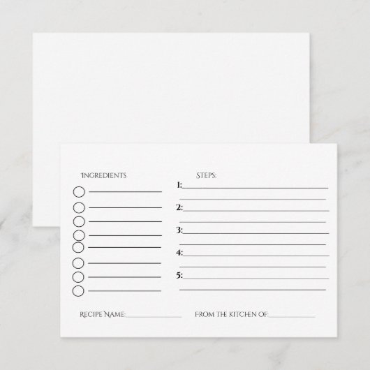 Minimalistische bruiloftrecepten verzoek informatiekaartje (Voorkant / Achterkant)