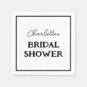 Minimalistische Bruiloftsdouche Zwart En Wit Servet (Voorkant)