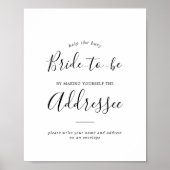 Minimalistische Bruiloftsshower Adres op Envelop B Poster (Voorkant)