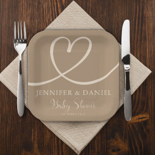 Minimalistische Bruin Tan Handgeschreven Elegant O Papieren Bordje