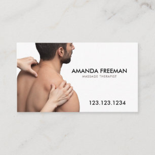 Minimalistische bruin-witte massagetherapie visitekaartje