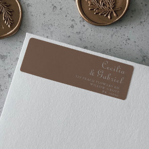 Minimalistische bruine avond boho bruiloft retoura etiket