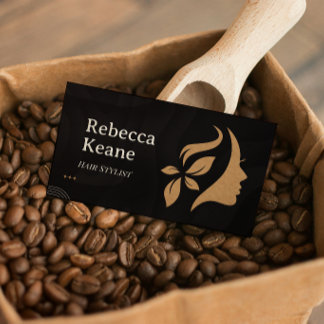 Minimalistische Bruine Gouden Kapsalon Modern Visitekaartje