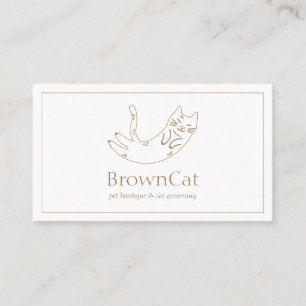 Minimalistische bruine kat tekening ontwerp voor h visitekaartje