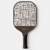 Minimalistische bruine lijnwerk gepersonaliseerd pickleball paddle (Voorkant)