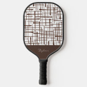 Minimalistische bruine lijnwerk gepersonaliseerd pickleball paddle (Achterkant)