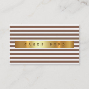 Minimalistische bruine witte strepen VIP gouden Fo Visitekaartje