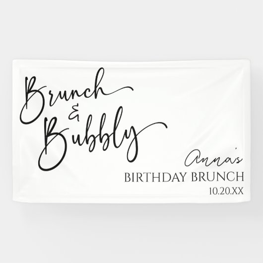 Minimalistische brunch en bubble verjaardagsbrunch spandoek (Horizontaal)