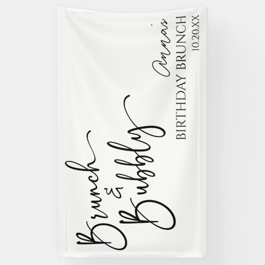 Minimalistische brunch en bubble verjaardagsbrunch spandoek (Verticaal)