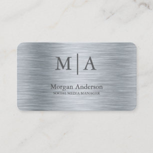 Minimalistische Brushed Metal Silver Style Profess Visitekaartje