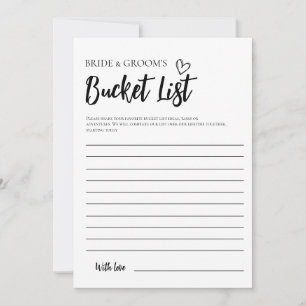 Minimalistische bucketlist voor bruid en bruidegom kaart