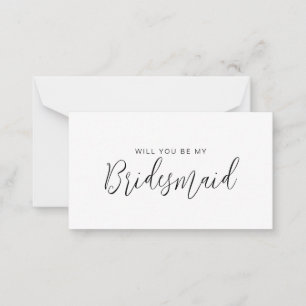 Minimalistische budgetbridesmaïde Kaart Opmerking: Notitiekaartje