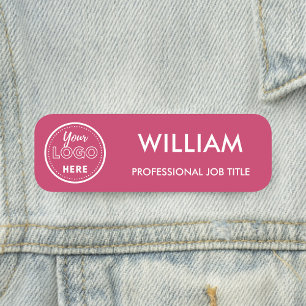 Minimalistische Business Logo Hot Pink Medewerker Naamplaatje