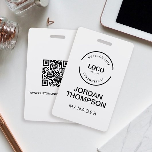 Minimalistische Business Logo QR code Medewerker Badge