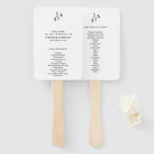 Minimalistische BW Monogram Wildflower Wedding Handwaaier (Voorkant en achterkant)
