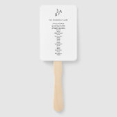 Minimalistische BW Monogram Wildflower Wedding Handwaaier (Achterkant)