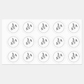Minimalistische BW Monogram Wildflower Wedding Labels (Vel)