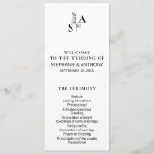Minimalistische BW Monogram Wildflower Wedding Programma (Voorkant)
