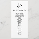 Minimalistische BW Monogram Wildflower Wedding Programma (Achterkant)