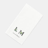 Minimalistische Cactus Monogram Naam Wit Servet (Hoek)