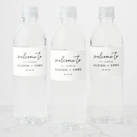 Minimalistische cadeaus voor onze bruiloft waterfles etiket (Flessen)