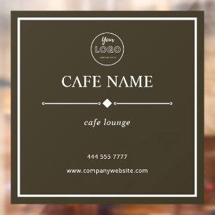 Minimalistische Cafe Restaurant Naam Logo Bord Bru Raamsticker