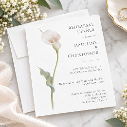 Minimalistische Calla Lelie Trouw Rehearsal Dinner Kaart