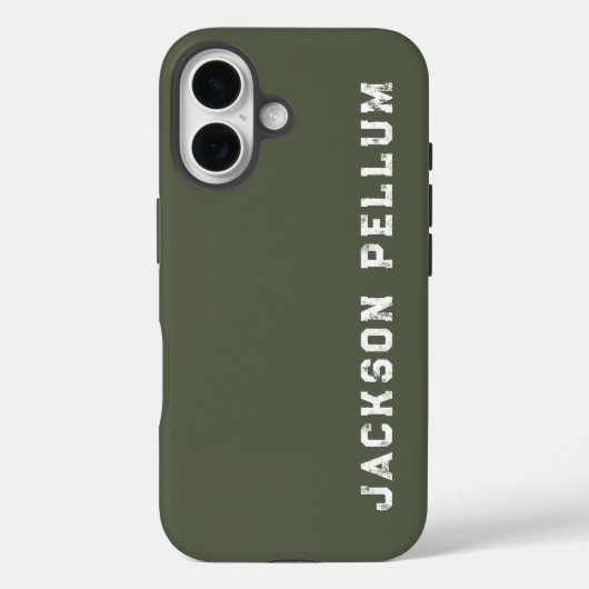 Minimalistische Camo Groen Monogram Naam Case-Mate iPhone Case (Achterkant)