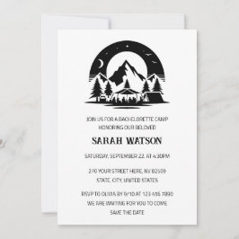 Minimalistische Camping Bachelorette Party Kaart
