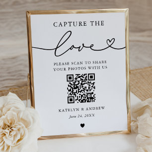 Minimalistische Capture the Love QR-foto-hart Poster
