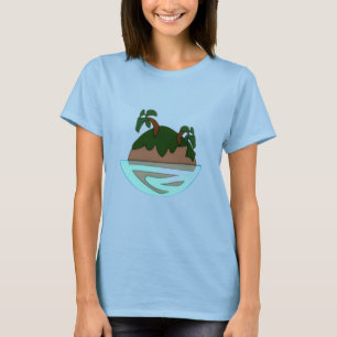 Minimalistische Cartoon Tropisch Eiland in de Ocea T-shirt
