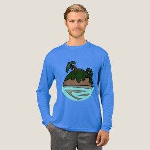 Minimalistische Cartoon Tropisch Eiland in de Ocea Tri-Blend Shirt