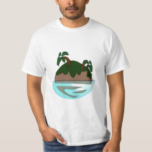 Minimalistische Cartoon Tropisch Eiland in de T-shirt