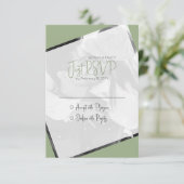 Minimalistische Casual Sage Groene Bruiloft RSVP Kaartje (Staand voorkant)