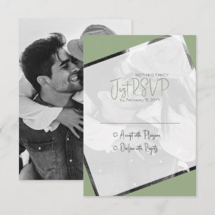 Minimalistische Casual Sage Groene Bruiloft RSVP Kaartje