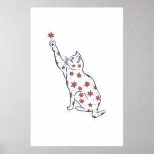 Minimalistische Cat bereiken Star Print grillig Sc