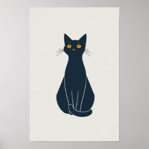 Minimalistische Cat Line Art – Elegante muurkunst  Poster
