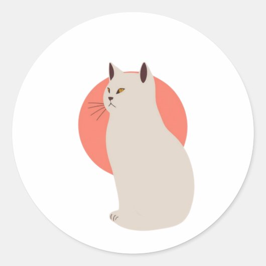 Minimalistische Cat Line Art Sticker – Stijlvol &  (Voorkant)