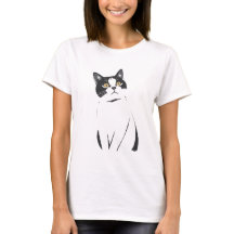 Minimalistische Cat Line Art T-shirt voor vrouwen