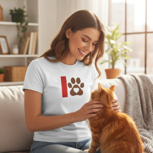 Minimalistische Cat Mom T-shirt - Bruine Pootafdru