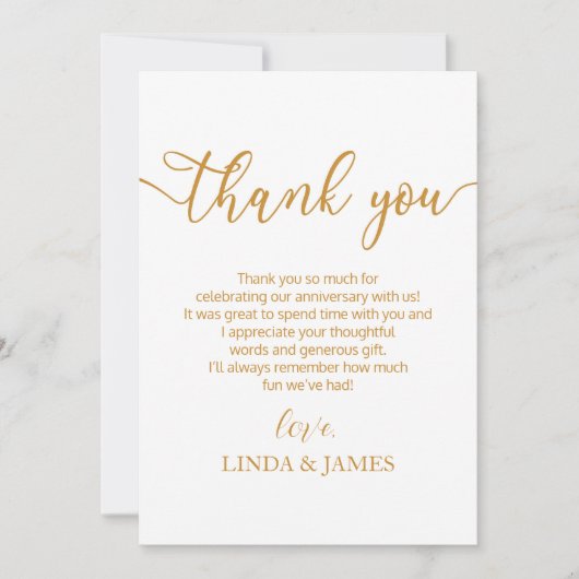 Minimalistische Champagne bruiloft Jubileum Bedankkaart (Voorkant)