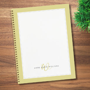 Minimalistische Chartreuse Twee Rand Monogram Notitieboek