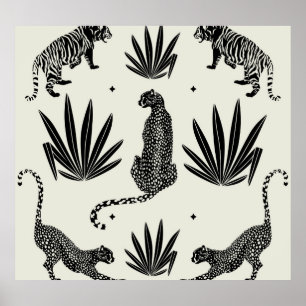 Minimalistische cheetah illustratie poster