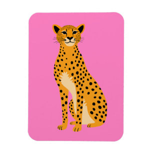 Minimalistische cheetah op roze magneet
