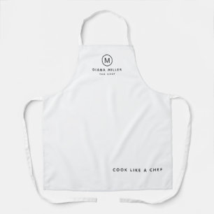 minimalistische chef-kok-naam professionele wit schort