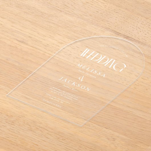 Minimalistische Chic Arch bruiloft uitnodiging Acryl Uitnodigingen (Laagn)