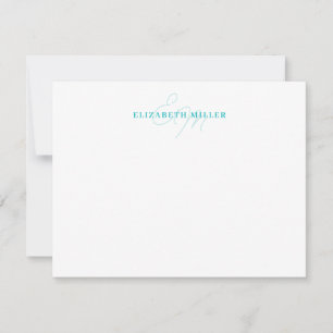Minimalistische Chic Blauwgroen Green 2 Script Mon Notitiekaartje