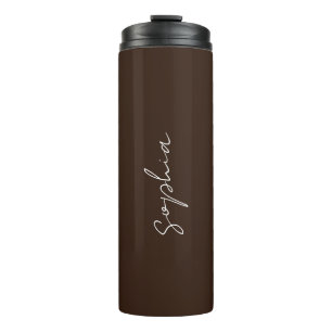 Minimalistische Chic Bruine Script Persoonlijke Thermosbeker
