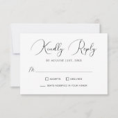 Minimalistische Chic Calligraphy Script Wedding RSVP Kaartje (Voorkant)