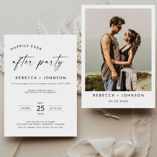 Minimalistische Chic Elopement Ontvangst Huwelijks Kaart
